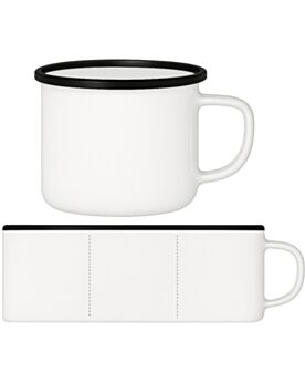 Emailletasse bedrucken mit farbigem Rand