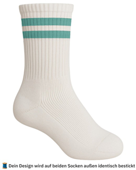 Socken für Kinder mit Stick selbst gestalten White/Mint