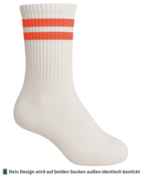 Socken für Kinder mit Stick selbst gestalten White/Orange