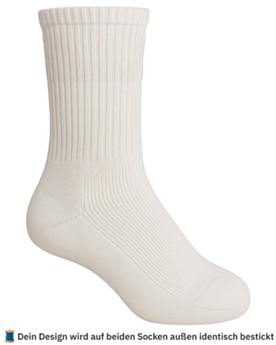 Socken für Kinder mit Stick selbst gestalten White/White