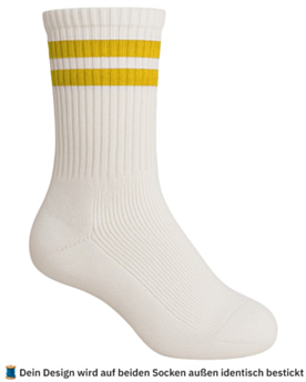Socken für Kinder mit Stick selbst gestalten White/Yellow