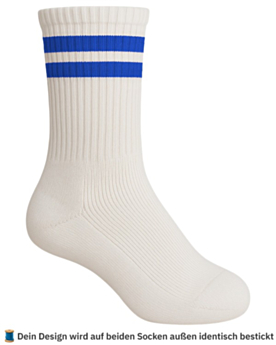 Socken für Kinder mit Stick selbst gestalten White/Blue