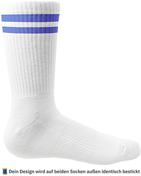 Personalisierte Socken – bestickt mit Foto, Text oder Logo White/Blue