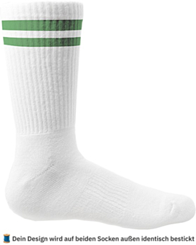 Personalisierte Socken – bestickt mit Foto, Text oder Logo White/Green