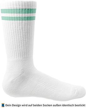 Personalisierte Socken – bestickt mit Foto, Text oder Logo White/Mint