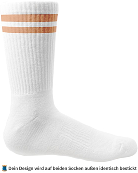 Personalisierte Socken – bestickt mit Foto, Text oder Logo White/Peach