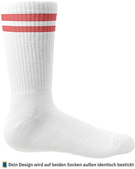 Personalisierte Socken – bestickt mit Foto, Text oder Logo White/Red