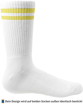 Personalisierte Socken – bestickt mit Foto, Text oder Logo White/Yellow