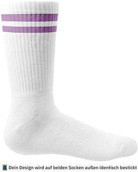 Personalisierte Socken – bestickt mit Foto, Text oder Logo White/Lilac