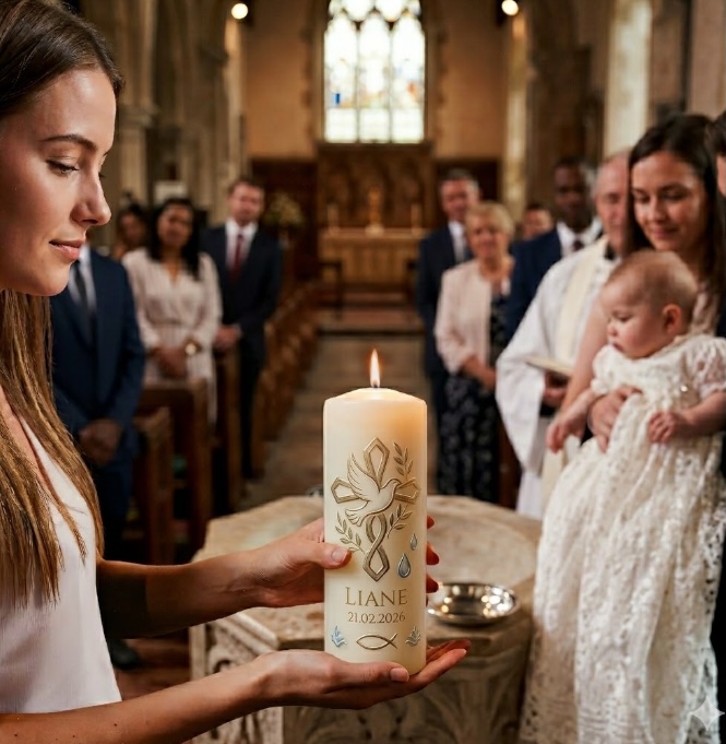 Blockkerze mit Holzuntersetzer Stumpkerze bedrucken