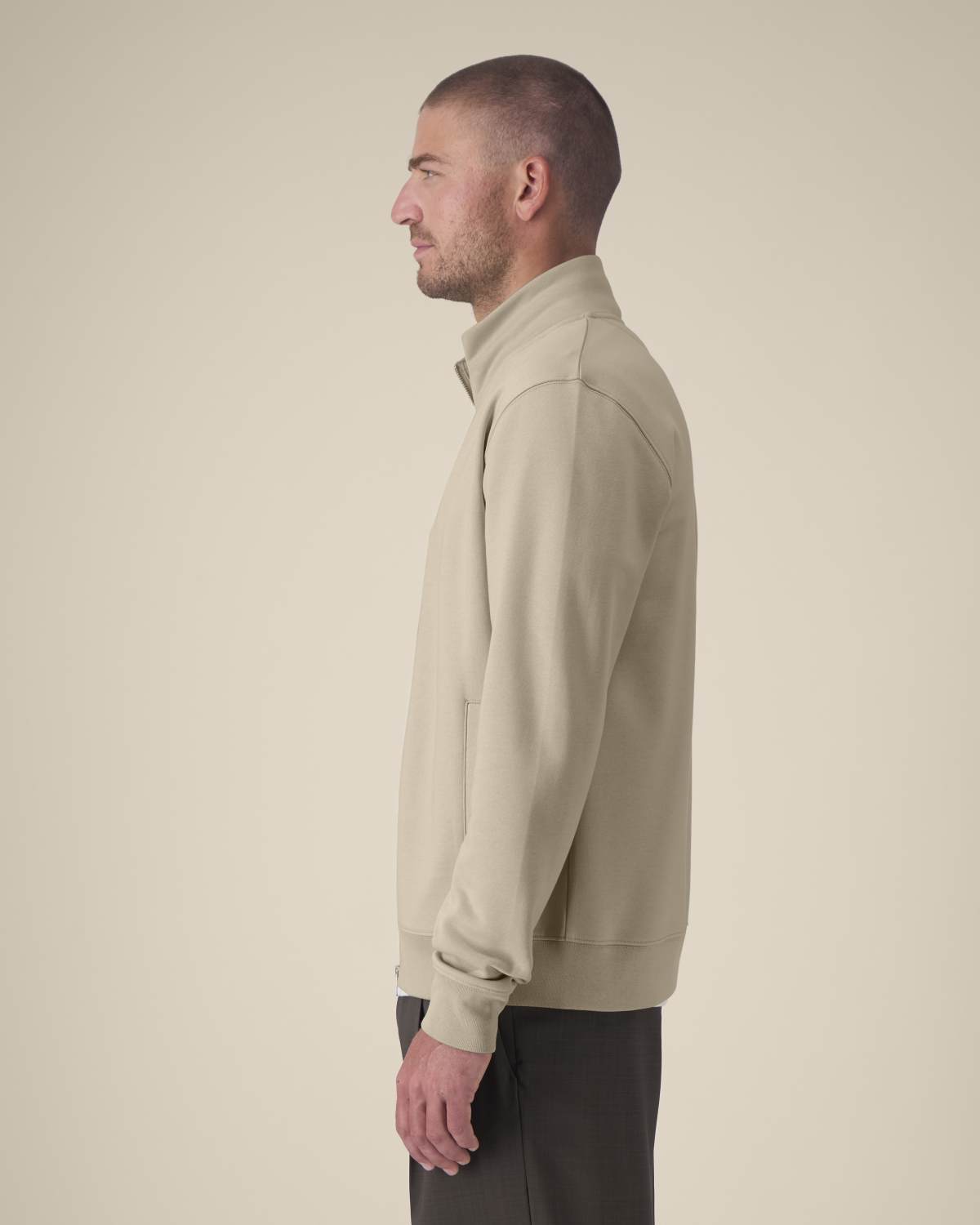 Das Unisex-Sweatshirt mit Reißverschluss und Stehkragen